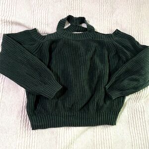 Lush-Open shoulder crop sweater